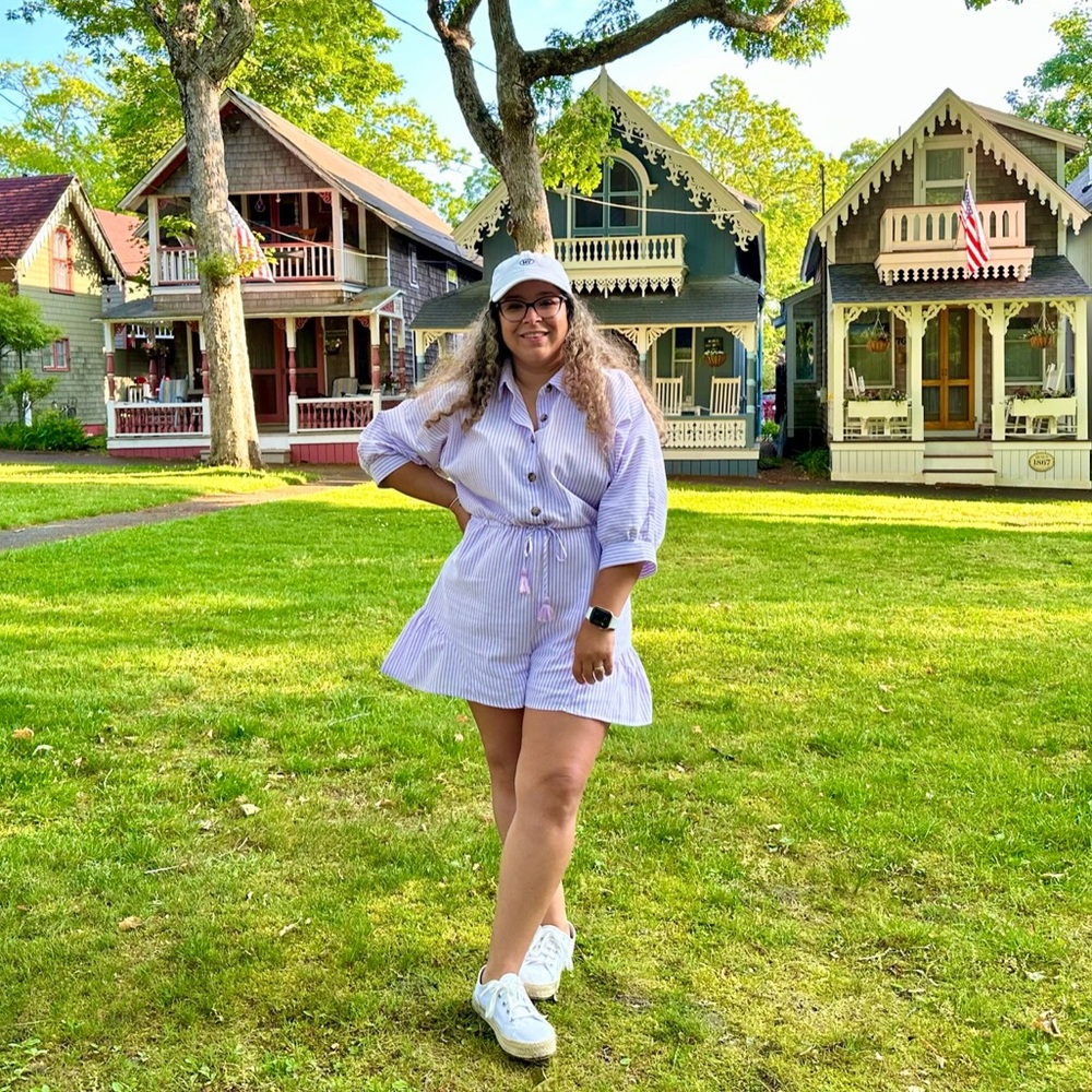 Aakaa Lavender Striped Button-Up Jumper